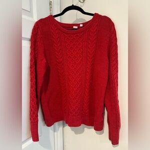 4/$30 GAP Vibrant Red Cable Knit Sweater 100% cotton xl